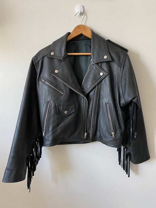 Fringed vintage leather jacket